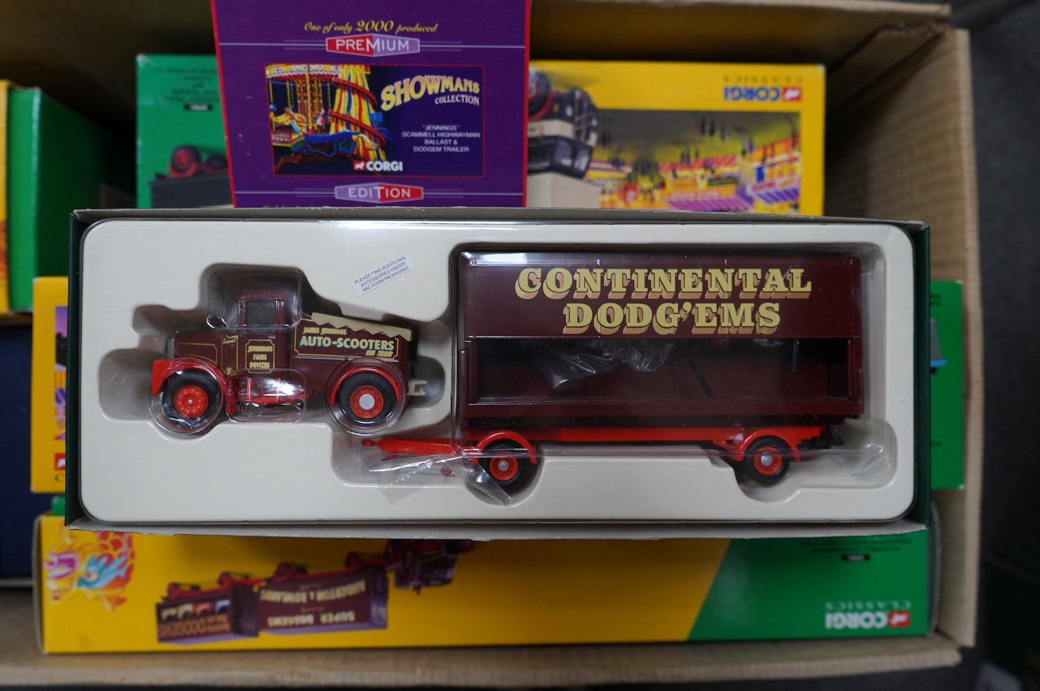 Ten boxed Corgi fairground related vehicle sets from series including; Corgi Classics, Vintage Glory of Steam, etc. vehicles including; a Fowler’s Showman’s Engine and Caravan (80110), a Millenium Collection Fowler B6 (8